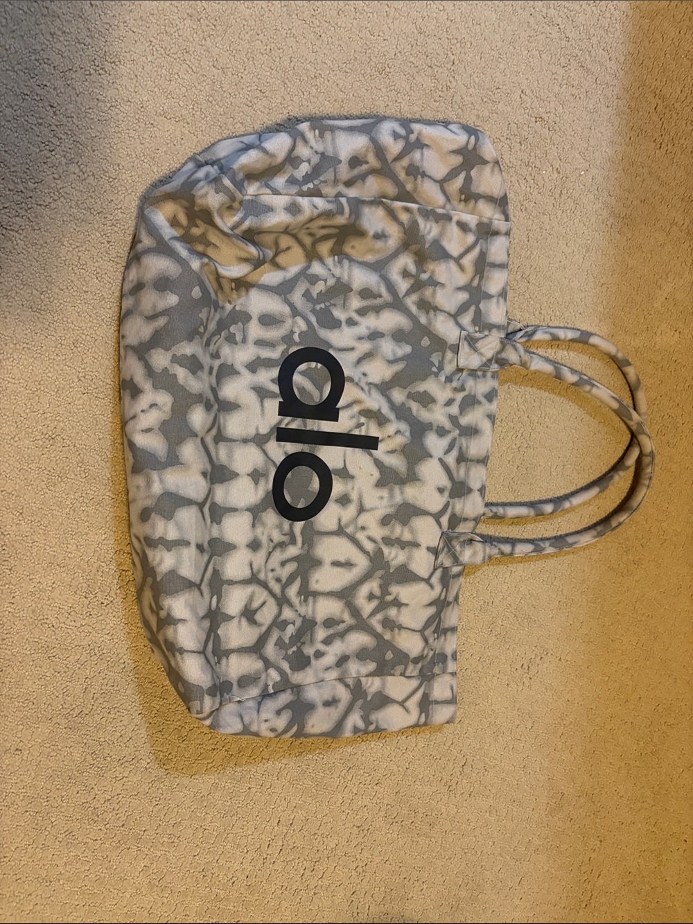 ALO Yoga Gray White Tie-Dye Canvas Tote